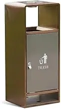 Garbage Cans 40L Outdoor Wastebasket Large Square Metal Wastebasket with Side Opening, Modern Commercial Wastebasket (with Ashtray) Outside Trash Bin