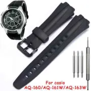 Resin Watch Strap for Ca.sio AQ-160W 161W 163W 17mm Black Rubber Waterproof Band