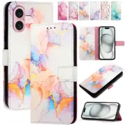 For iPhone 16e 15 14 13 12 11 Pro Max SE 8 7 Plus Marble Color Wallet Flip Case