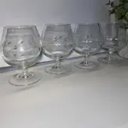 4 Princess House Heritage Brandy Cognac Snifter Glasses Set 4.5 inch