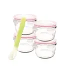 Glasslock - Round Baby Food Container 5pc Set with Silicone Spoon