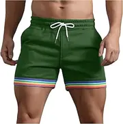 [Generic] Men's Athletic Shorts Quick Dry Loose-Fit Lightweight Activewear Drawstring Running Workout Gym Shorts with Pockets, B-army Green, Large