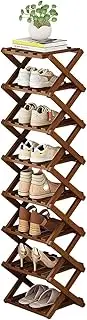 8 Tier Shoe Rack, Bamboo Foldable Shoes Organizer Free Standing Shelf for Entryway, Closet, Bedroom, Hallway