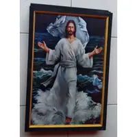 在飛比找蝦皮購物優惠-壁掛照片打印圖片耶穌基督相框尺寸 65x45cm