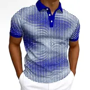 Men's Optical Illusion Geometic Polo Short Sleeve Polo Collar Casual Daily Modern Street Style Sports Outdoor Athleisure Casual Daily Buttons 3D Print Summer