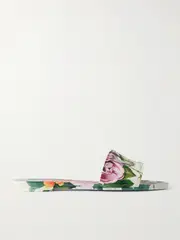 [Dolce & Gabbana] Dolce & Gabbana - Bianca Cutout Floral-print Rubber Slides - Multi - IT41 IT 41 Multi