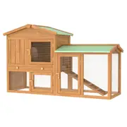 Rabbit Hutch Large Hutches Metal Run Waterproof Wooden Cage Outdoor Pet House Chicken Coop Guinea Pig Ferret Chinchilla Hamster Brown