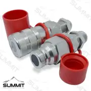 Flat Face Hydraulic Quick Connect Coupler Set, 1″ Body x #16 JIC Bulkhead Mount