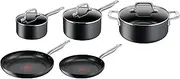 H916S517 Tefal Premium Specialty Hard Anodised Induction Non-Stick 5pce Set - frypans 24/28 cm, saucepans 16/20 cm+lids, Stewpot 24 cm
