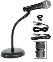 Rockville Dynamic Microphone+Mic Stand w/Gooseneck+Weighted Base+Cables