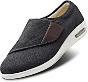 [Secret Slippers] Women's Walking Shoes with Arch Support, Diabetic Shoes Adjustable Closure, Extra Wide Widths Orthopedic Walking Sneakers Diabetic Bunions for Extra Cushioning and Pain Relief, Black, 9.5 Wide