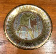 Egyptian Pharaoh Ornamental Etched Copper Plated Wall Hanging 6 1/2" NEW w/bag