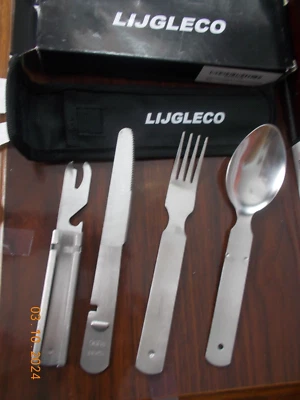 New Lijgleco 4-in-1 Camping / Tableware Utensil Tool with Storage Pouch