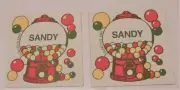 2 Vintage 1980s Scratch N Sniff Stickers SANDY Gumball Machine 2"x2" By Boxed In