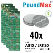 PoundMax AG10 LR1130 Batteries 1.5v Alkaline Battery Combo Pack - 40 Count
