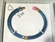 BETSEY JOHNSON Pencil Hinged Bangle Bracelet Festive Blue NWT NEW