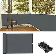 LOVE STORY 3.3'x19.5' Charcoal Balcony Screen Privacy Fence Cover (HDPE) UV Protection Weather-Resistant 3 FT Height Shield for Deck, Patio, Backyard, Outdoor Pool, Porch, Railing