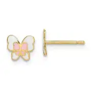 14k 14kt Yellow Gold Madi K Enamel Butterfly Post Earrings