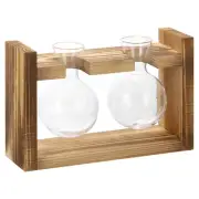 Propagation Vases for Plants with Wooden Stand Wood Color (2 Bulb)