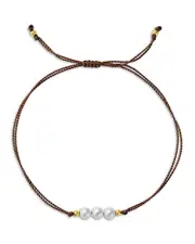 Zoe Chicco 14K Yellow Gold Cultured Freshwater Pearl Trio Cord Slider Bracelet