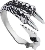 [Generic] Dainty Dragon Claw Asymmetric Wrap Open Rings for Women Gothic Punk Adjustable Statement Promise Engagement Fashion Finger Knuckle Tail Band Rings for Birthday