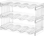 Stackable Water Bottle Organizer for Cabinet, Fridge, Kitchen Pantry - Clear Plastic Storage Rack Holder for Wine and Bottles (3 Layers: 12)