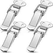 Toggle Latch Spring Loaded Toggle Latch, 4 Pieces Catch Clamp Clip Silver Catch Hasp Clamp Clip Duck Billed Buckle for Trunk, Case, Box, Chest, 2.24 Inch Overall Length