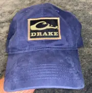 Nwt Mens Drake Waterfowl Cotton Twill Patch Cap/hat. Navy Blue & Adjustable Back