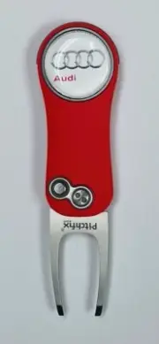 Pitchfix Golf Divot Tool Audi with Removable Ball Marker - Red