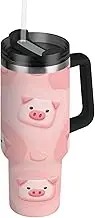 RPLIFE Cute Pig Heart Tumbler with Lid and Straw 30 Oz, Insulated Stainless Steel Coffee Mug for Men Women Travel