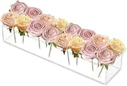 Acrylic Flower Holder, 16 Holes Table Decorative Vases, 11.8x3.9x2.7 Inches, Rectangular Floral Centerpiece, Wedding Dining Table Reception Home Party Decorations