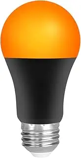 8W Amber Warm Light Bulb 1800K, 220V Blue Light Blocking A19 Light Bulb 50W Equivalent, Mood Soothing Light, E27 Base Colored Orange Light Bulb Black, 1 Pack