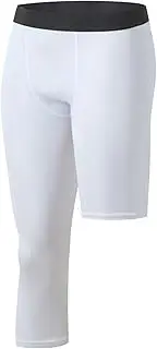 [FEESHOW] Mens Sport Shorts Athletic Shorts Running Shorts Slim Fit Underpants Underwear Fitness White Medium
