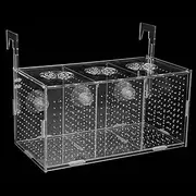Fish Breeding Box Transparent Fish Isolation Box Acrylic Fish Isolation Hatchery 1 Grid/3 Grids Fish Incubator Box Acrylic Fish Isolation Box Incubator Hatching Boxes (3 Grids)