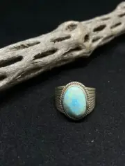 Handmade Native Navajo Smokey Valley Turquoise Sterling Silver Ring Size 6.5