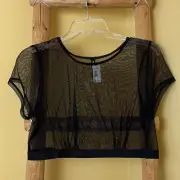 Torrid Black Mesh Short Sleeve Under-It-All Crop Top 1X 14/16