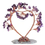 NNEOBA 1PC Natural Amethyst Tree of Life Heart-Shaped