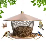 Metal Bird Feeder for Outdoors Hanging, Large Roof Bird Feeders for Small Bir...