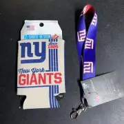 1x New York Giants 2 Sided Can Cooler / Koozie & 1x Key Strap Ring Mini Lanyard