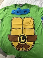 Teenage Mutant Ninja Turtles Adult Large New T-Shirt Leonardo Costume With Mask