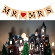 Retro Linen Swallowtail Pull Flag MR MRS Letters Bunting Banner