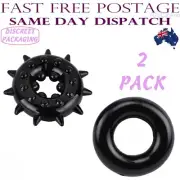 Cock Ring Double Sleeve Balls Delay Ejaculation Men Adult Sex Toy Stretchy Black