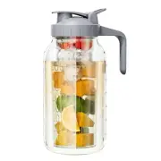 64 oz Fruit Water Infuser Pitcher Heavy Duty Wide Mouth Glass Pitcher with Li...