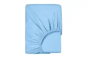 LINENOVA Pure Cotton Deep Fitted Sheet Cover (Light Blue)