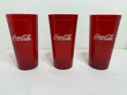 Lot of (3) New Unused Coca Cola Coke 20 oz. Red Plastic Tumblers Glasses Cups