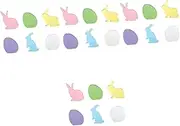 SHINEOFI 4sets Easter Tiered Tray Decor Wooden Bunny Cutouts Creative Easter Home Decor 6pcs*4