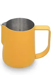 [watchget] Milk Frothing Pitcher 250ml/8oz Espresso Steaming Pitcher with Matte Yellow Coating Stainless Steel Milk Steamer Jug Milk Frothing Cup, Yellow