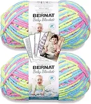 [Bernat] Baby Blanket Yarn - Big Ball (10.5 oz) - 2 Pack with Patterns (Jelly Beans)