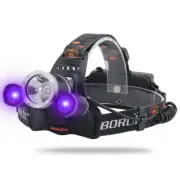 BORUiT Bright RJ-3000 Purple Headlight USB Rechargeable Head Torch Light 3000LM