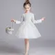 【Baby童衣】白色長袖公主蕾絲蓬蓬裙 女童禮服 兒童花童洋裝 88985